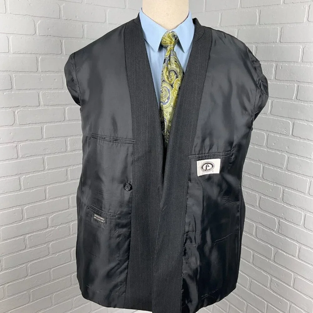 Bert Pulitzer Blazer Men‎ 44R Gray Double Breasted Classic Career Wool VTG